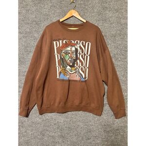 Bowery Supply Co Pablo Picasso Graphic Sweatshirt Mens XL Brown Art Crewneck